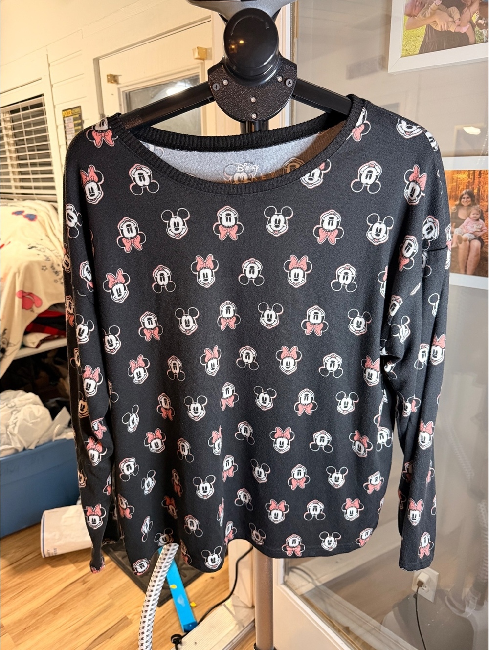 Mickey Mouse all over print long sleeve top black